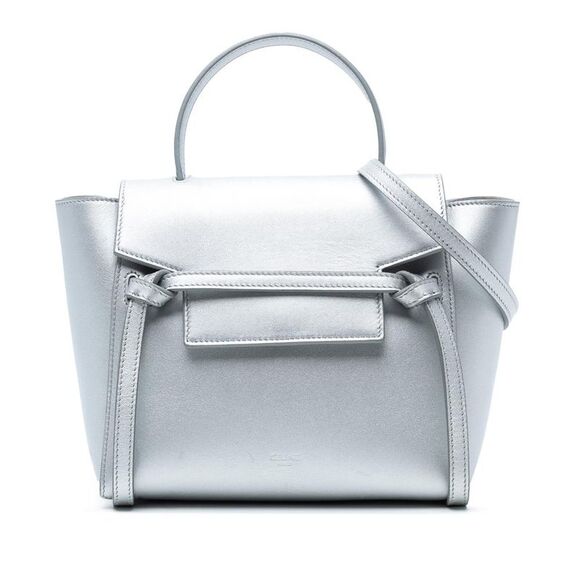 celine Handbags - Pre Loved celine Elegant Top Handle Bag Women Silver Satchel